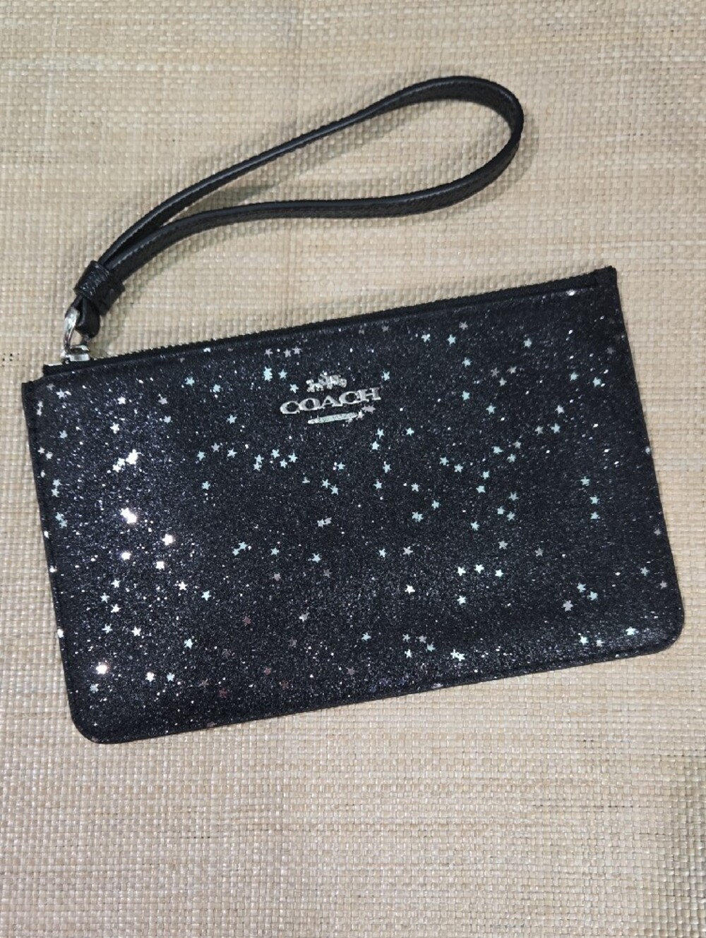 Like-new Coach Black Glitter Star Wristlet Pouch - Picture 8 of 8
